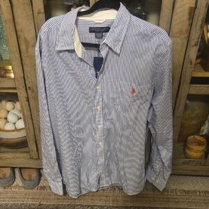 NWT US Polo Assn. Men's Blue And White Striped Shirt XL